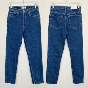 Re/Done Women's 90s High Rise Ankle Crop Button Fly Western Rinse Medium Wash 27